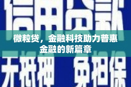 西塞山微粒贷，金融科技助力普惠金融的新篇章