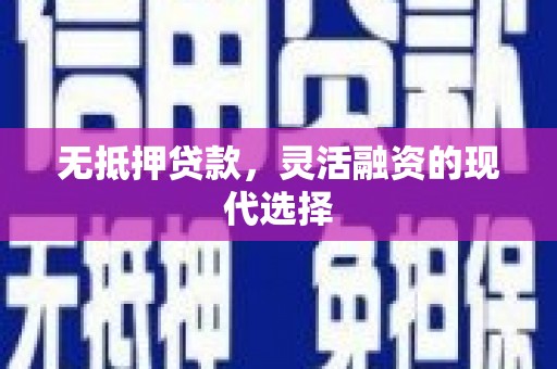 西塞山无抵押贷款，灵活融资的现代选择